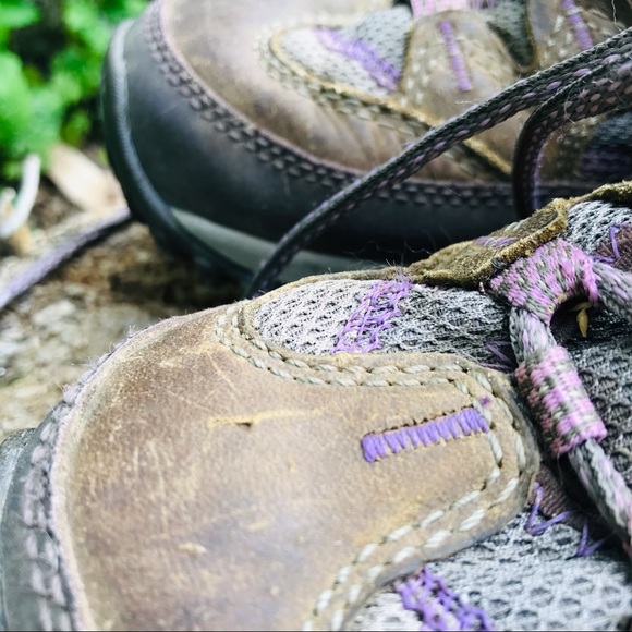 Merrell Brindle Mid Top Select Dry Grip Hiking Trail Shoes US 8 Olive & Lilac - Picture 4 of 11